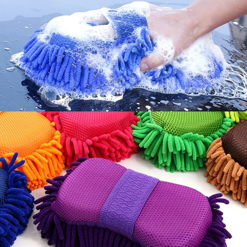 Chenille Microfiber Car Wash Cleaning Sponge Water Absorbtion Car Body Cleaning Sponge Brushes Detailing Washer Auto Accessories wash glove ultrafine fiber chenille microfiber cleaning glove mitt soft no scratch car wash and cleaning tools accessories