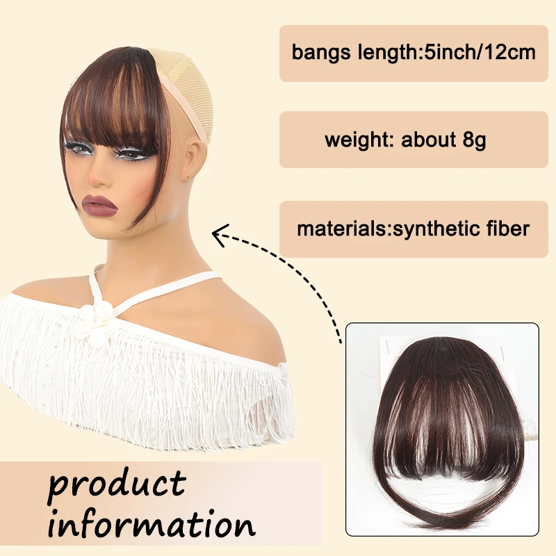 LUPU Hair Bangs Wig 4inch Synthetic Fake Hair Fringe with Hair Clip Natural Women Bangs Hairpiece Suitable for All Occasions
