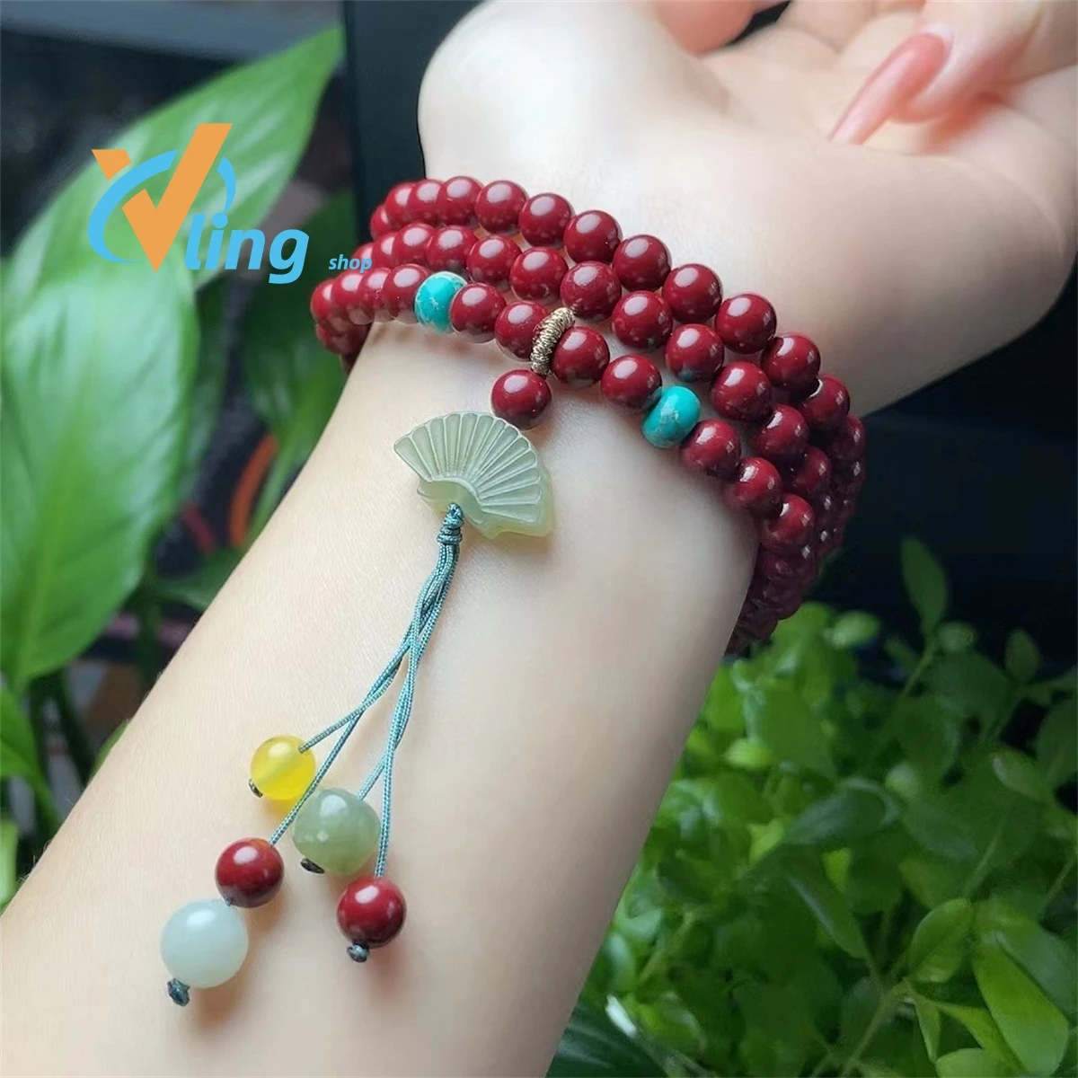 Natural Raw Ore Cinnabar Purple Gold Bracelet New 8mm Three-Circle Four-Circle Diy  AmuletLifeyearGift Charm Retro Simple  Women