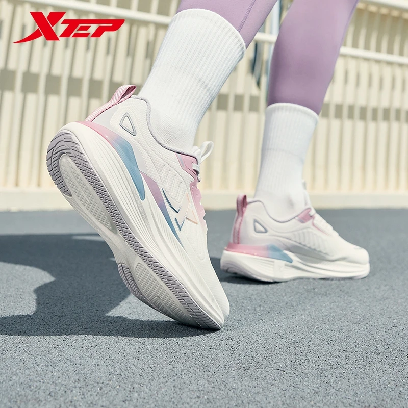 Xtep Running Shoes for Women Winter Mesh Breathable Shock-absorbing Lightweight Leather Casual Sports Shoes 976418110037