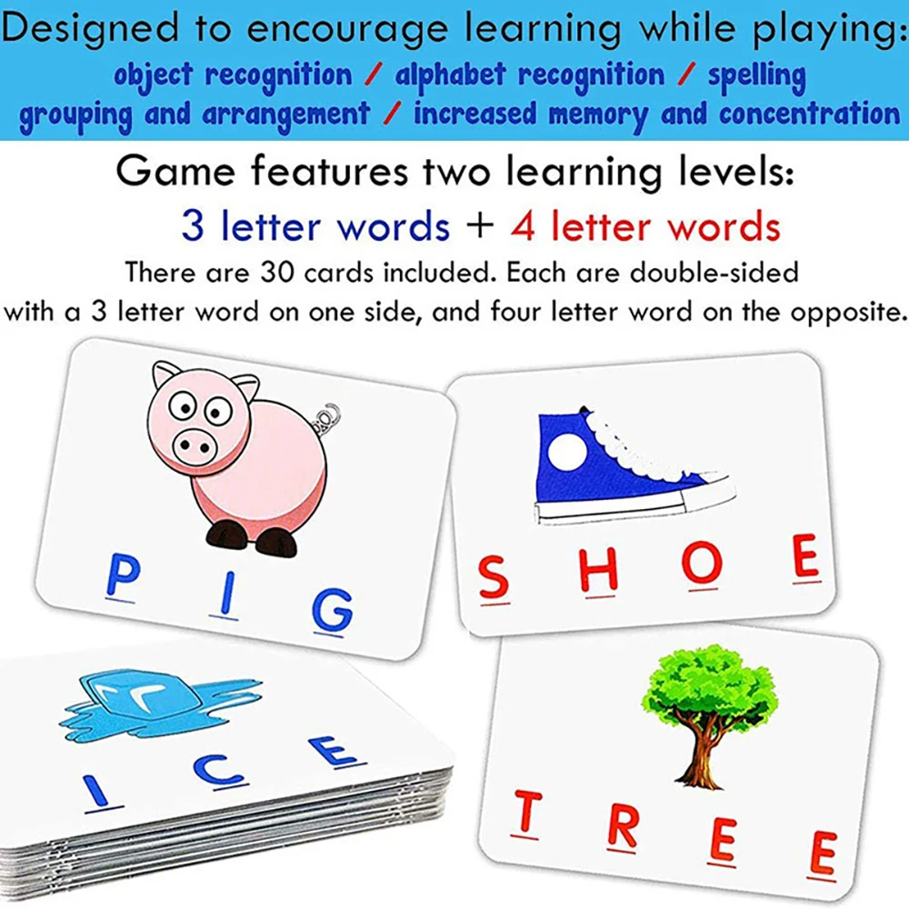 English Spelling Alphabet Games Children's Toys Educational Games Cards Educational Literacy Fun Early Education Spelling Toys 6
