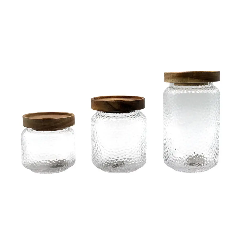 Storage bottle hammer grain glass bottle sealed jar kitchen seasoning wooden storage jar dry fruit miscellaneous grain tea jar 6