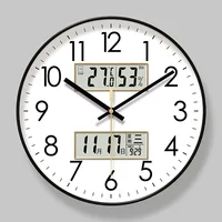 2025 New 10/12/14-inch Temperature and Humidity Electronic Calendar Multi-functional Wall Clock Dual Display Mute Quartz Clocks 1