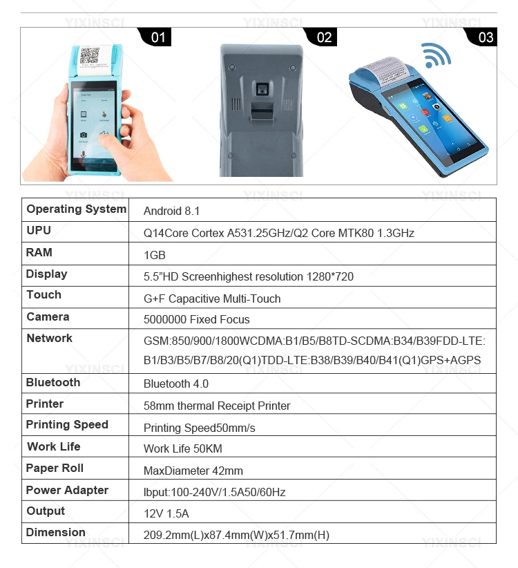 sprocket portable photo printer Chile PDA POS Bluetooth Thermal Receipt Printer 3G WiFi Handheld Terminal Device For Imprimir Boleto Comercial SII E-Boleta printer mini a4