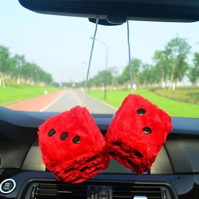 Auto Pendants Fuzzy Plush Dice Dots Rear View Mirror Pair Ornament Styling  Decoration Hanger Cube Accessories Multicolor 1 Y2D1 - AliExpress