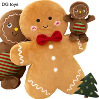 Adorable Ginger Bread Plush Toy Stuffed Caramel Chocolate Gingerbread Man Cushion Christmas Tree House Bow Ring Decor Xmas Deer 1