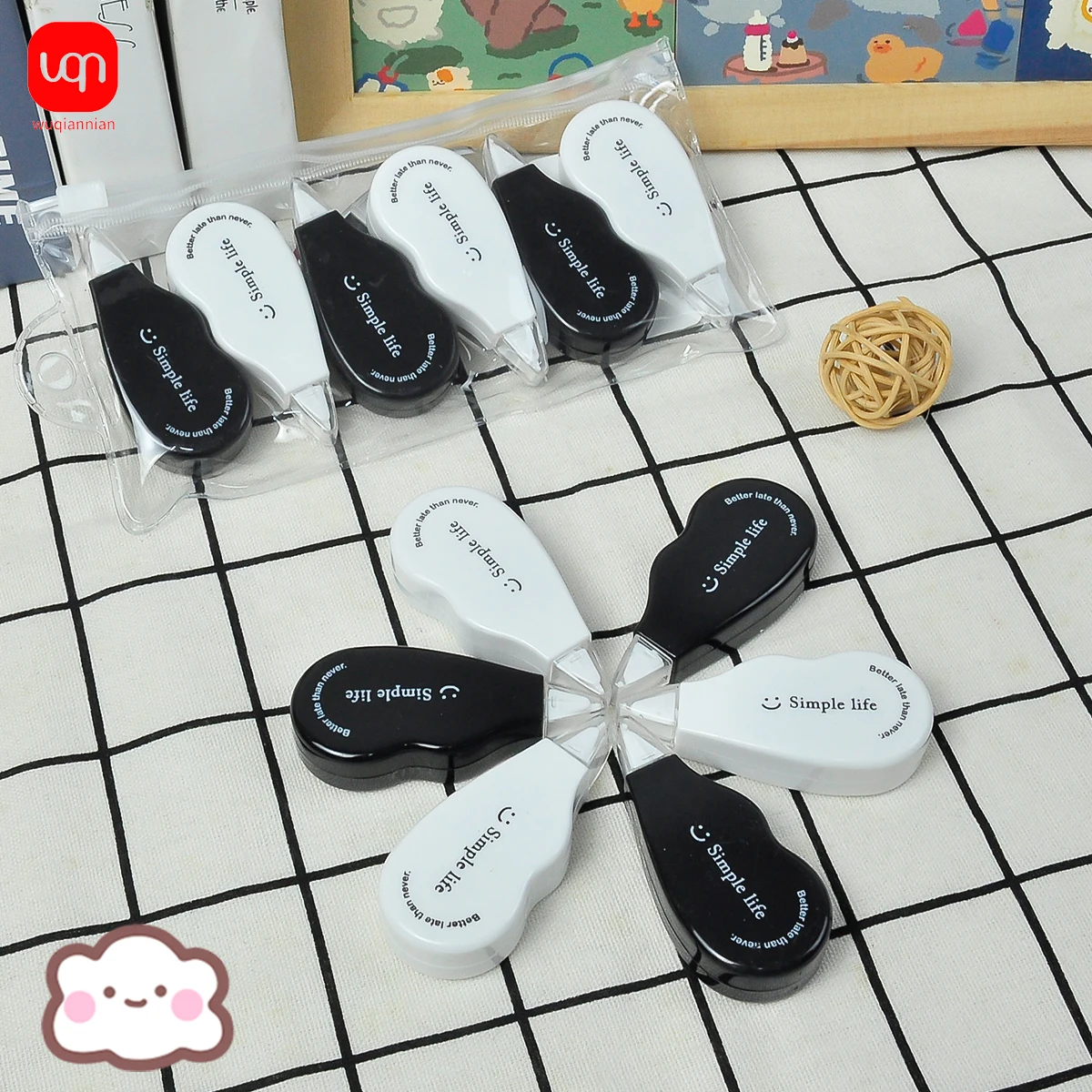 Portable Creative Correction Tape Large Capacity Correction Tape White Stickers 6pcs Student Learning Office Supplies