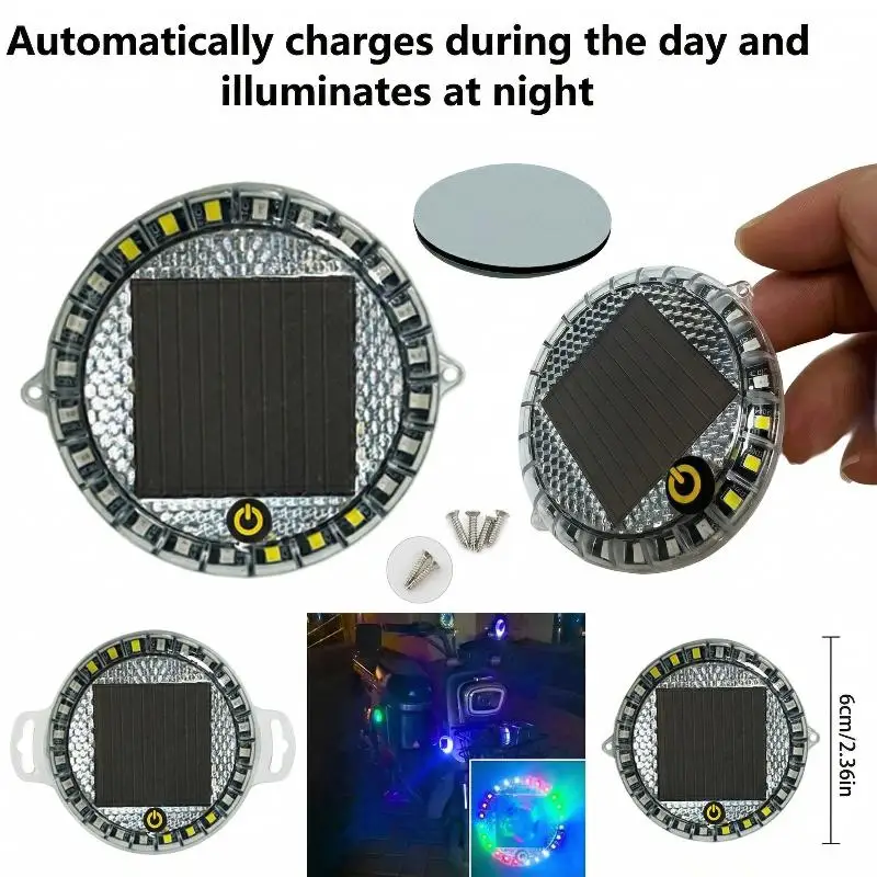LED 태양광 스트로브 안전 후미등, 장시간 지속 야간 경고 플래시 램프, 사이클링 안전용