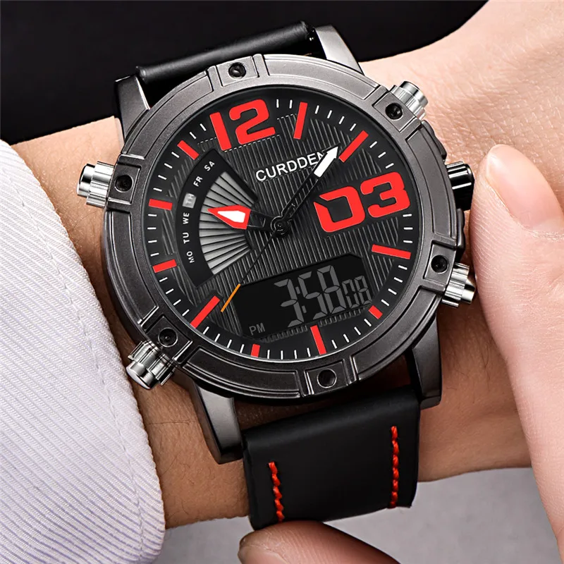 Men Big Brand Chronograph Watches Fashion Leather Band Dual Time Multi-function Sports Quartz Watch Montres de Marque de Luxe