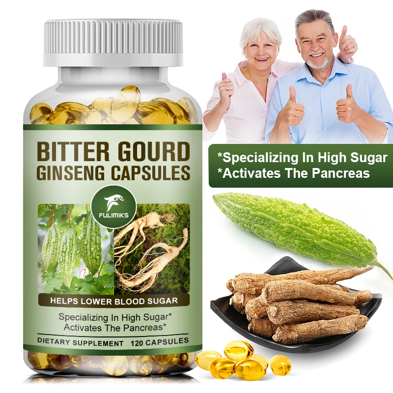 Bitter Melon Ginseng Capsules Support Health Promote Blood Circulation Weight Management for Men Women Plant Extract