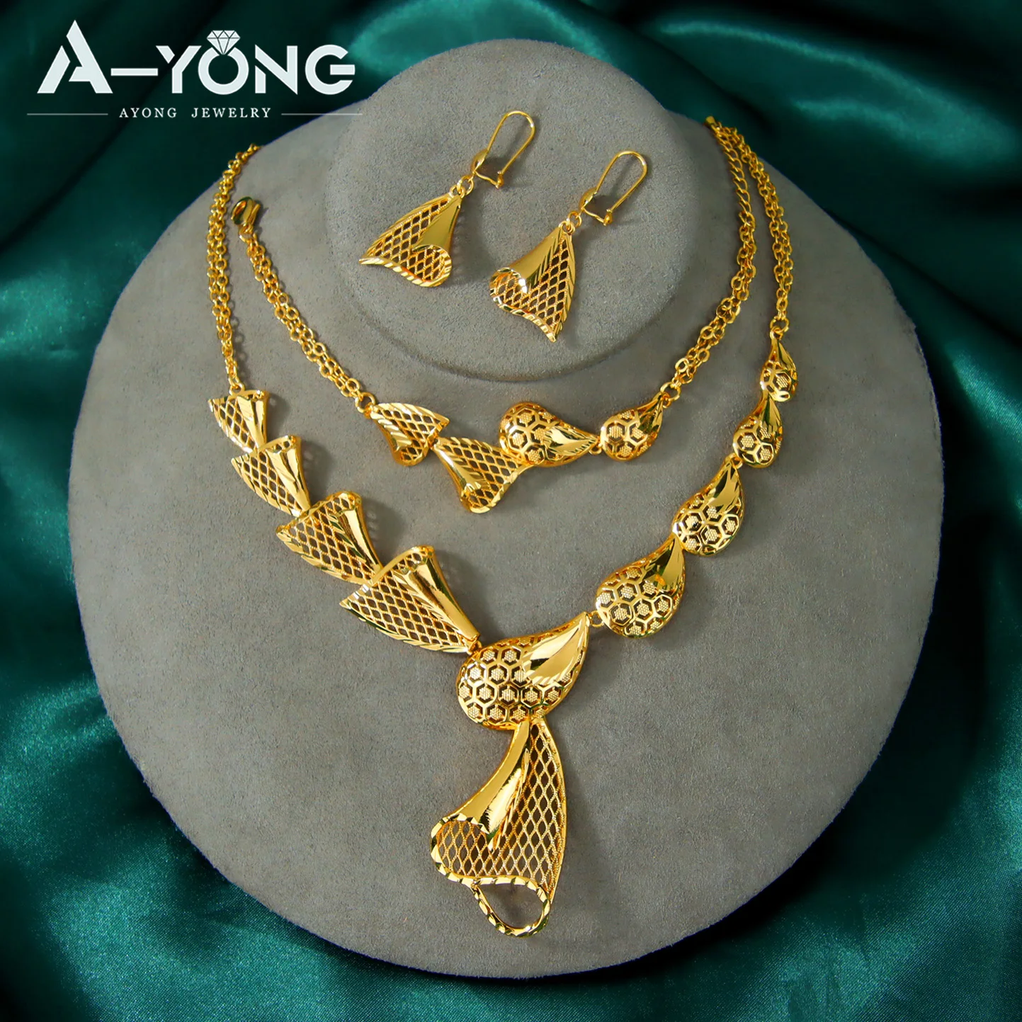 Arabic Muslim Bridal Wedding Jewelry Set 21k Gold Plated Traditional arabic-muslim-bridal-wedding-jewelry-set-21k-gold-plated-traditional