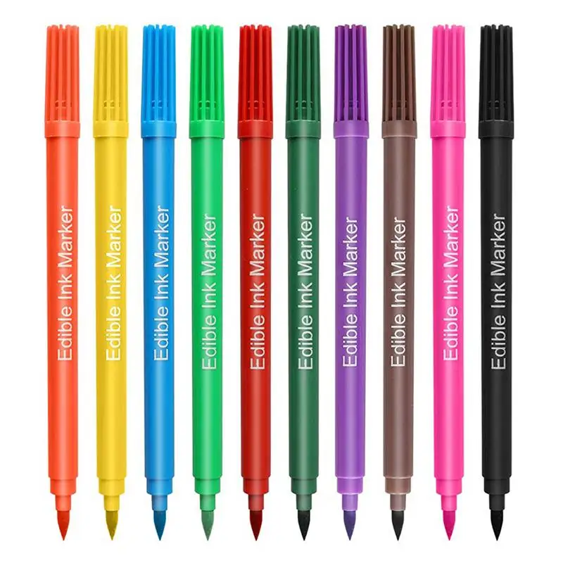 

10Pcs Kitchen Food Marker With Dual Sided Nibs Edible Ink Markers Pigment Pen Cake Decorating Tools DIY Food Coloring Pens
