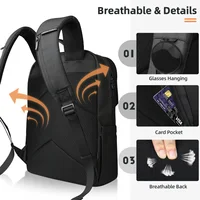 Heroic Knight Business Laptop Backpack 15.6" Men Waterproof Fashion Magnetic Flap Travel Backpack Trekking Casual Backpack Black 2