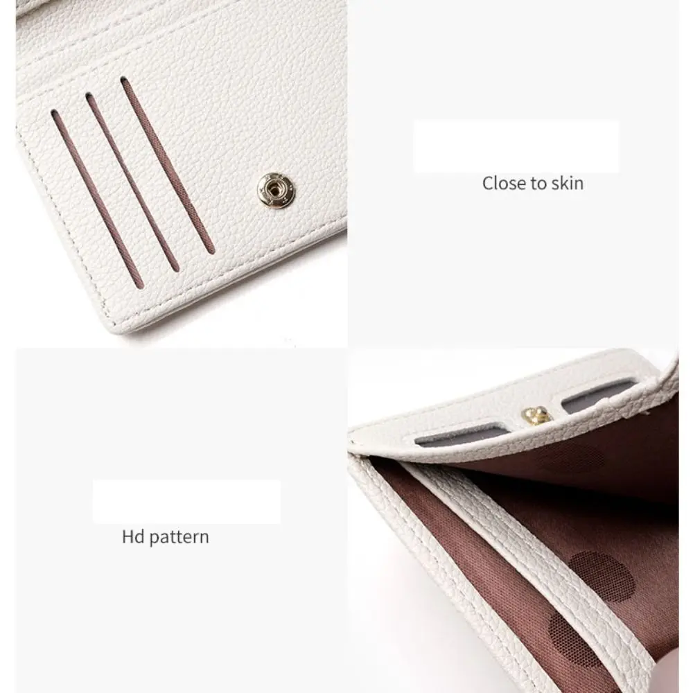 PU Leather Short Wallet For Women's Fashion Solid Color Large Capacity Lady Handbag Foldable Thin Card Holder Coin Purses 4