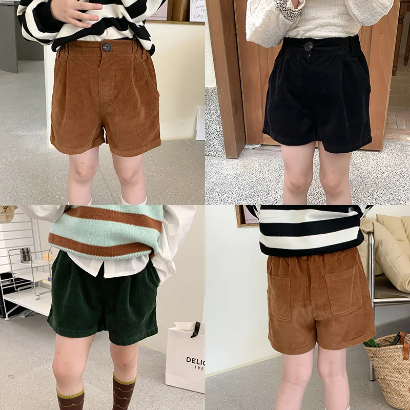 

Fashion Girls Shorts 2023 Spring New Solid Versatile Casual Pants Corduroy Shorts Retro Pants Trend