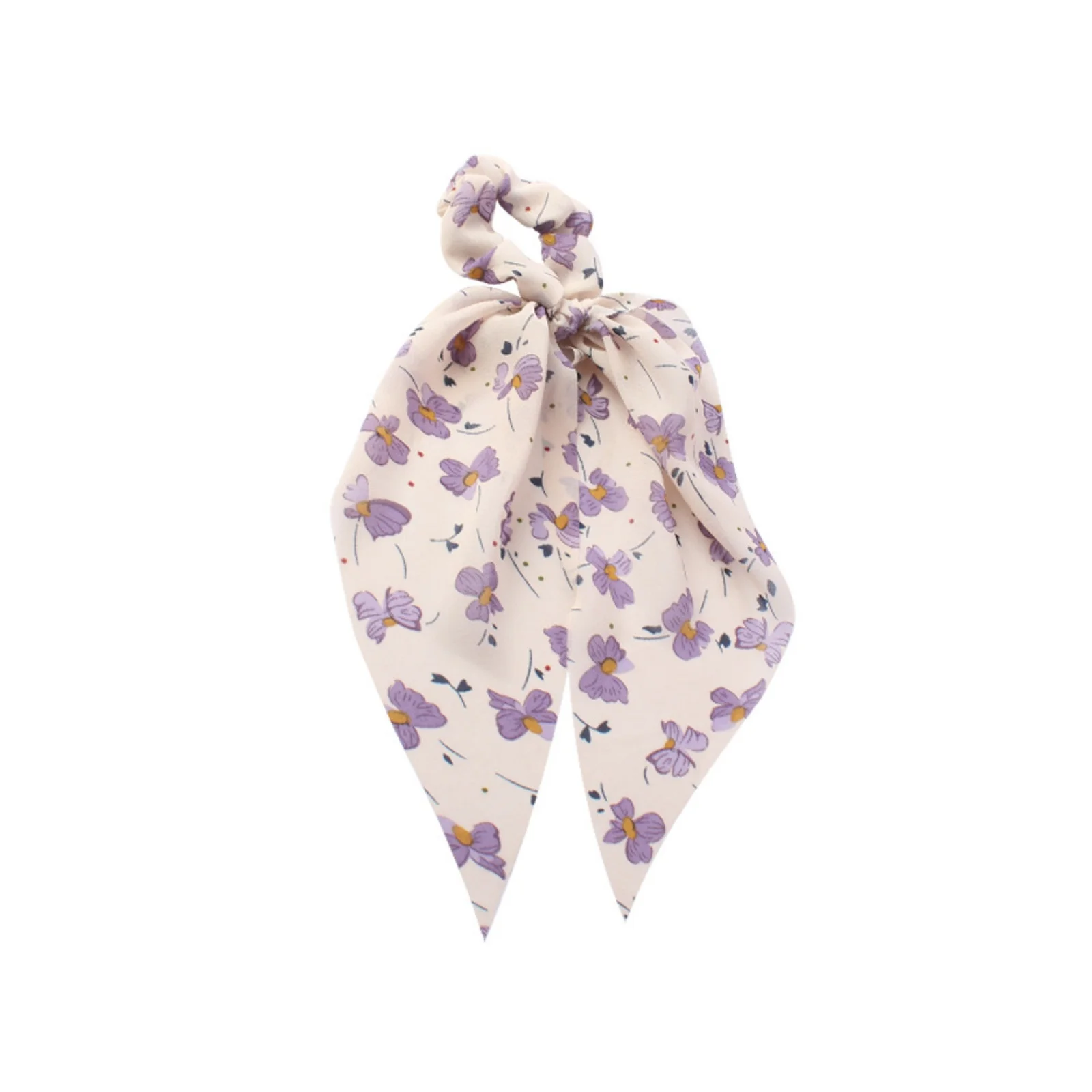 1PC Women's Floral Print Hair Ties with Long Scarf Ends, Chiffon Scrunchies for Daily & Party Use