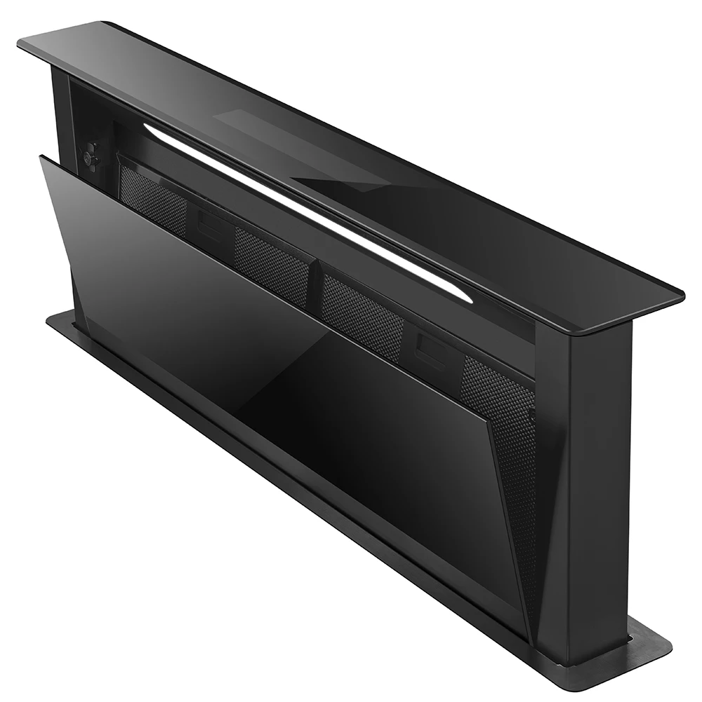 Latest Black Glass And Stainless Steel Downdraft Kitchen Range Hood