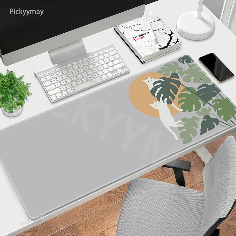 Cat Plant Mouse Pads Gaming Mousepad Gamer Mouse Mat Keyboard Mats Desk Pad Office Mousepads XXL 90x40cm For Computer
