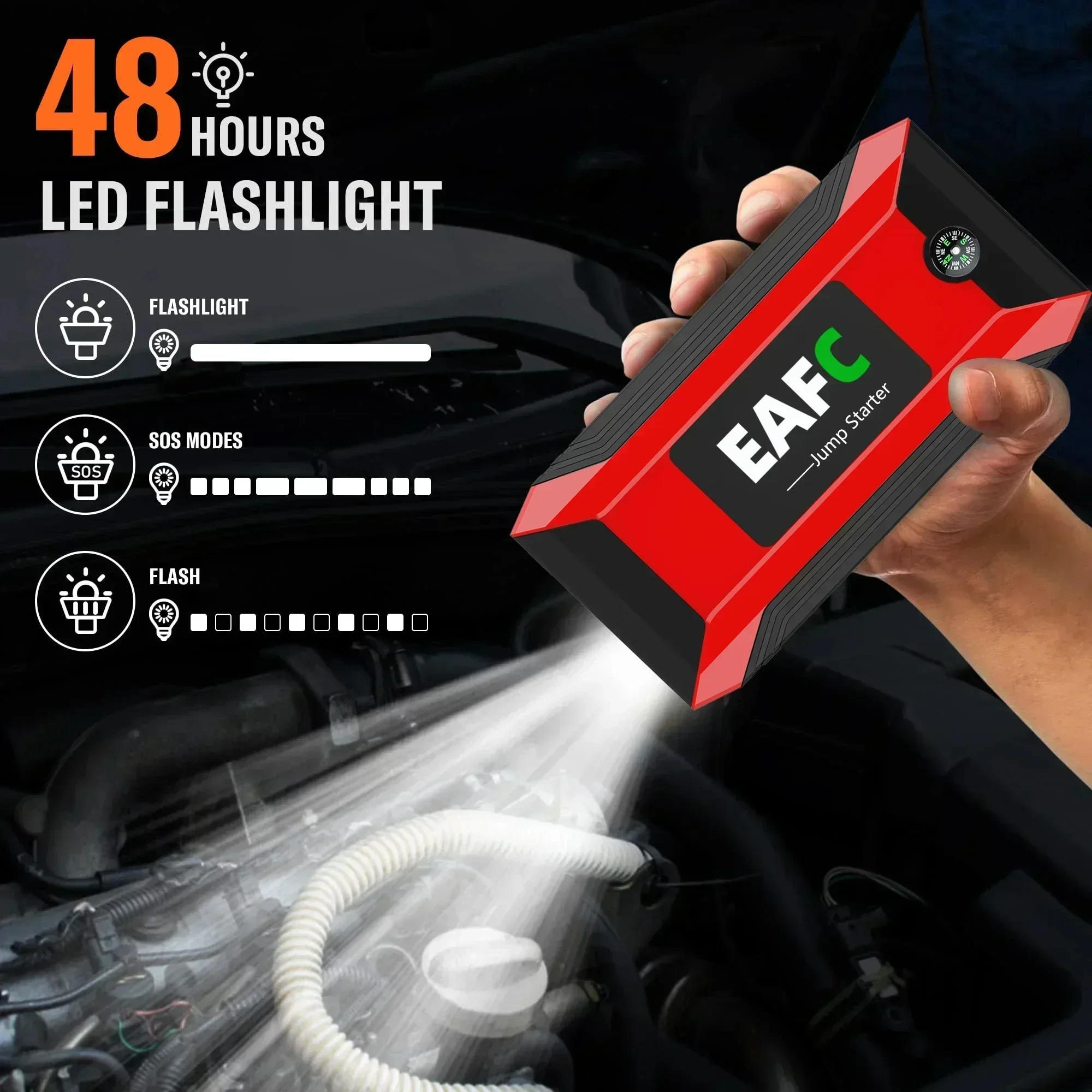 Car Jump Starter Jump Starter EAFC Car Jump Starter 1200A/600A Auto Booster Device Charger Battery Portable