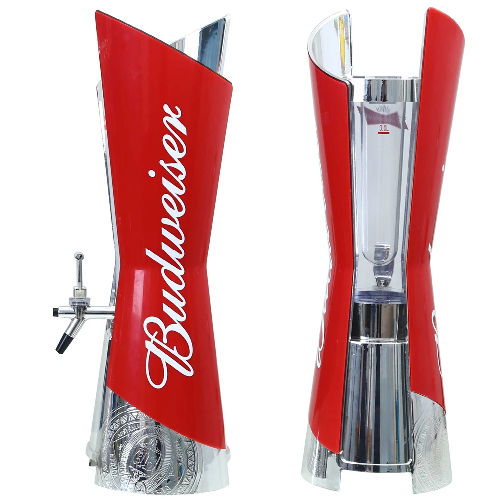 Big Red Beer Tower Dispenser with Ice Tube, Perfect as a Gift for Him