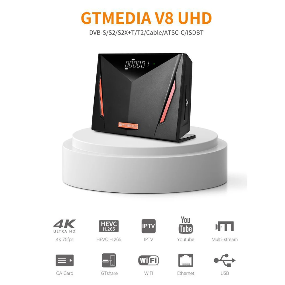 

GTMEDIA V8 UHD true 4k DVB S2/S2X/T2/Cable player