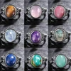 Natural 8*10MM Tiger's Eye Stone Finger Ring Fashion Jewelry Rings for Women Gift S925 Silver Flower Shaped Ring