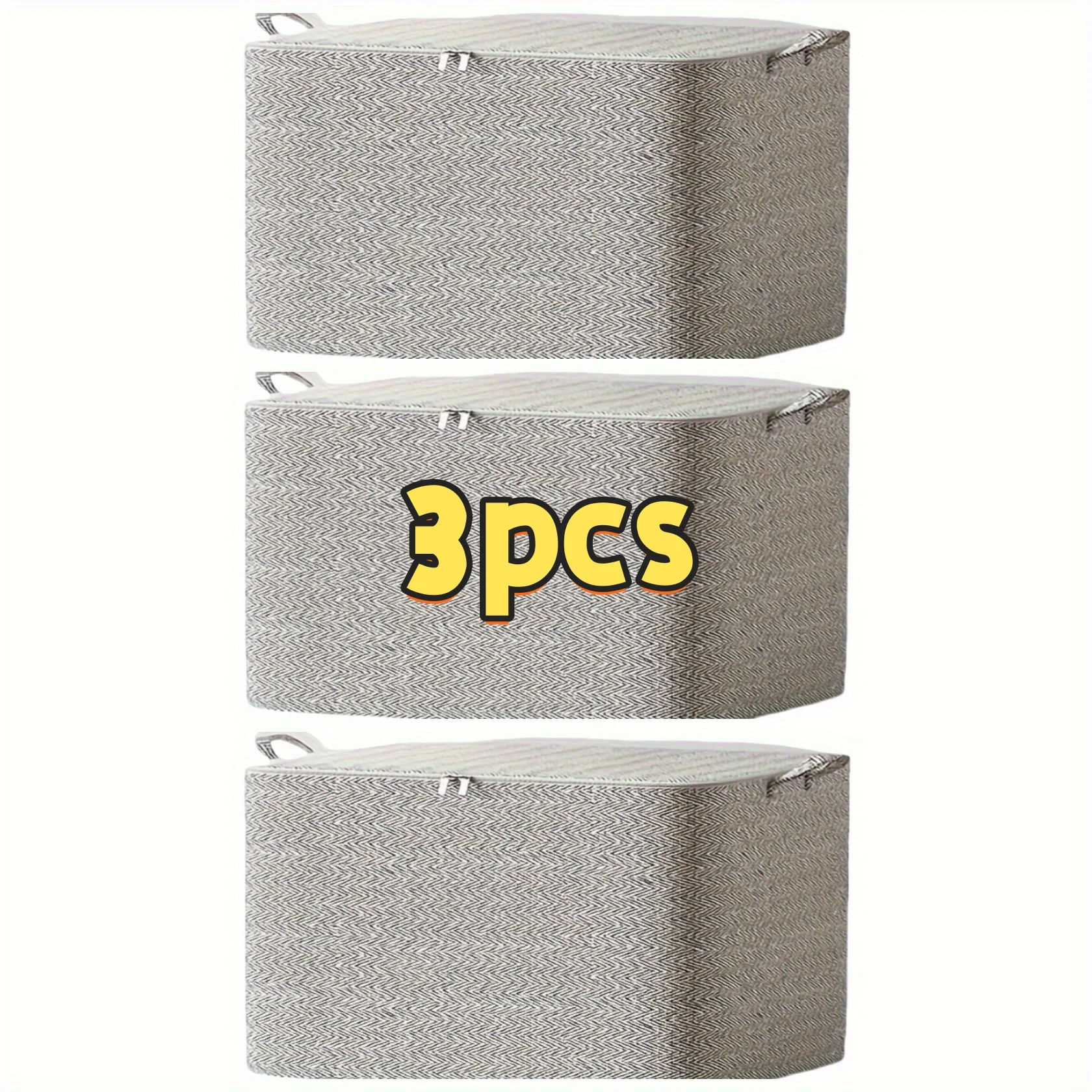 3pcs Household Large Capacity Storage Bag Non-woven Material, Closet Wardrobe Organizer Can Be Used For Quilt Clothing, Toys