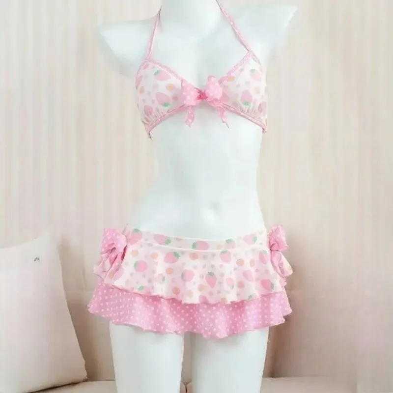 Y2k Sweet Cherry Patchwork Bikini Set Women Sexy Beach Style Polka Dot Print Vacation Pool Party Hot Girl Bodycon Spring Summer 5