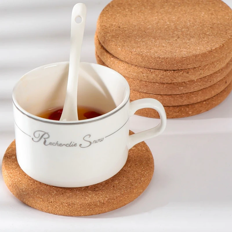 Set of 10 Cork Bar Drink Coasters - Absorbent and Reusable - 90mm, 5mm Thick