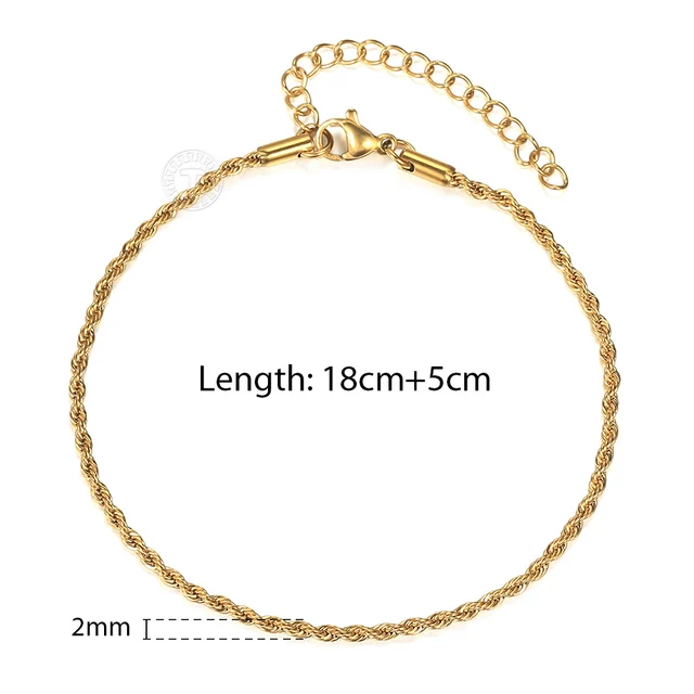 Stainless Steel Twisted Rope Chain Bracelets Adjustable for Men Women - Image 4