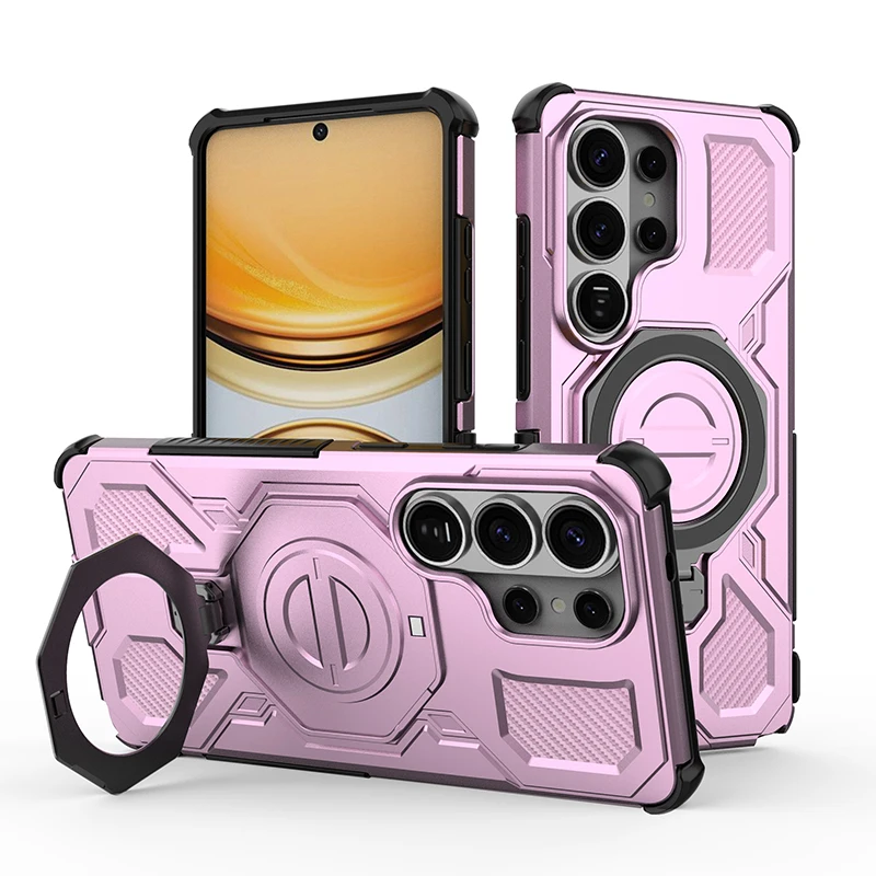 Shockproof Rugged Armor Case with Rotatable Magnetic Ring Stand