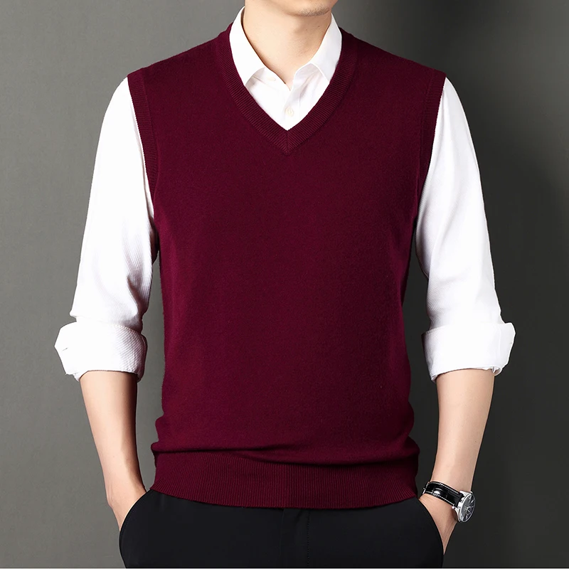 100％ Wool Knitted Sweater Vests Pullovers 2023 Autumn/Winter - Main Image