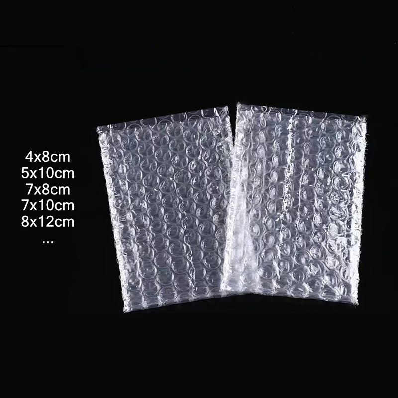 100 개/갑 작은 투명 버블 포장 가방 PE 플라스틱 랩 봉투 작은 항목 제품 충격 방지 보호 가방