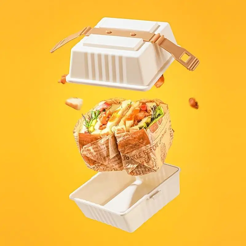 Lunch Box Sandwich Bento Box Sandwich Containers With Sturdy Strap Portable Burger Food Storage Case For Picnics School Outdoor - 4