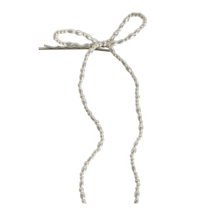 

Bowknot Hairpins Teens Girl Pearl Beads Bowknot Hair Clip Spring Camping Hairpin for Woman Ponytail Hair Clip