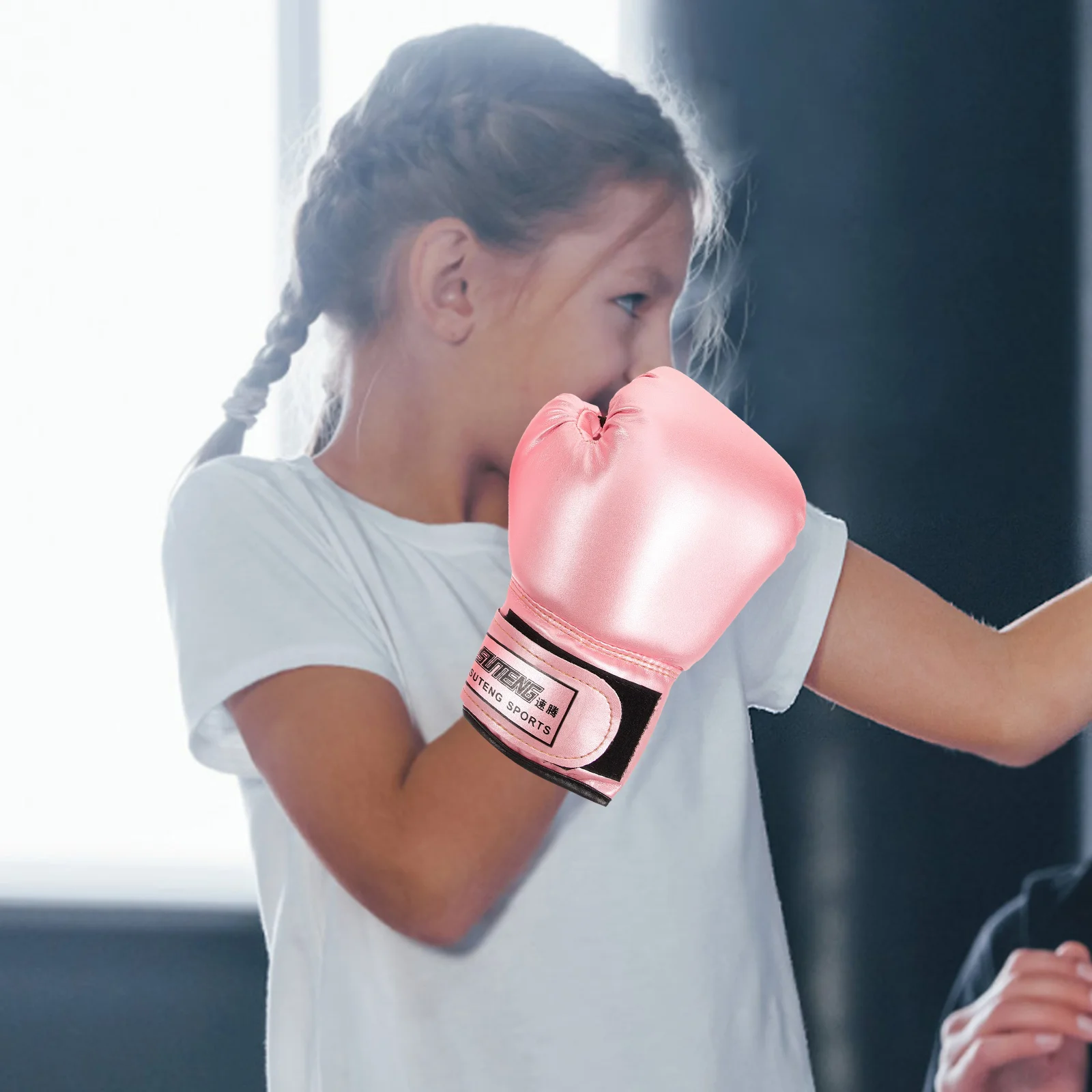 Work Gloves Children's Boxing Punching Kickboxing Sparring Comfortable Thai Wrist Kids Pink Miss 2