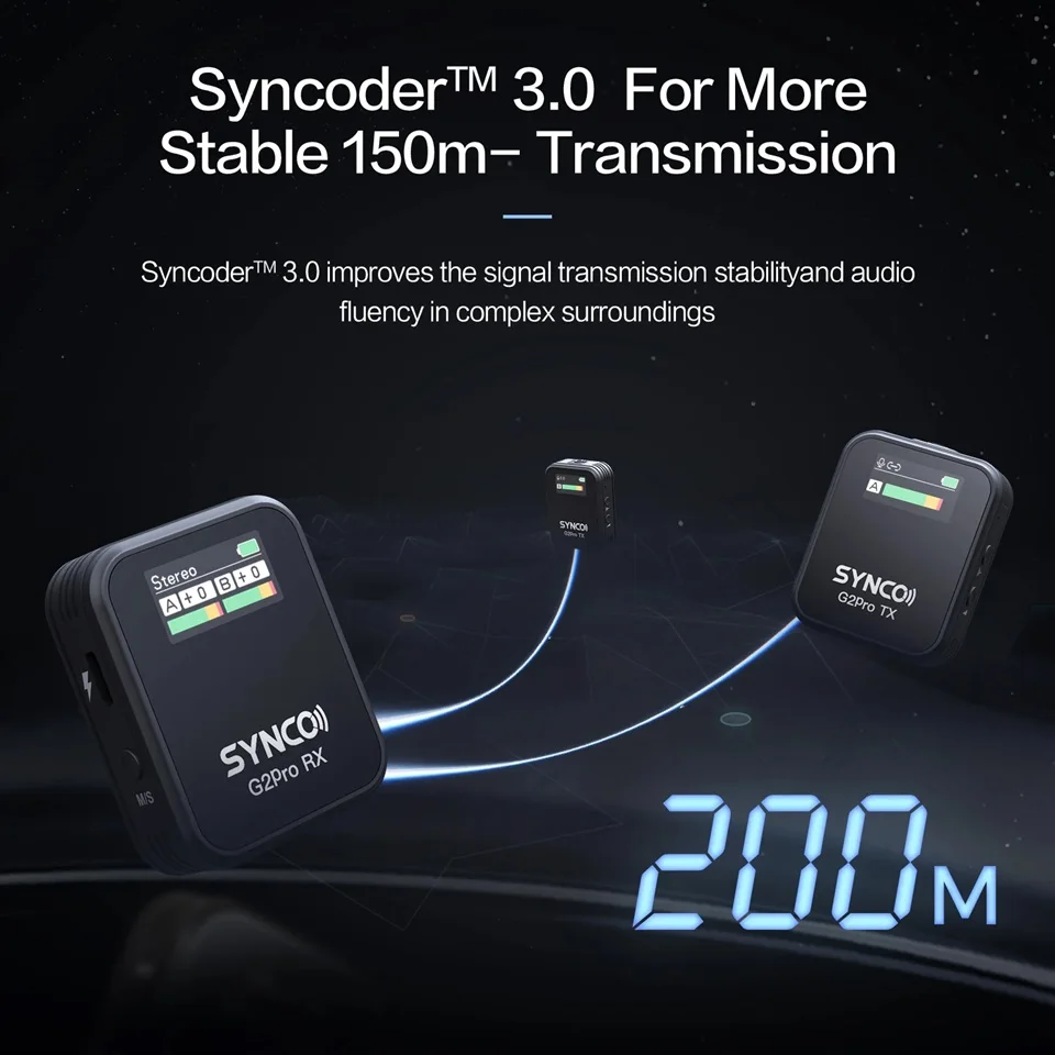 SYNCO G2A1/G2A2 Pro 2.4G Wireless Lavalier Microphone for Smartphone Camera Video Vlogging Streaming YouTube Live Interview