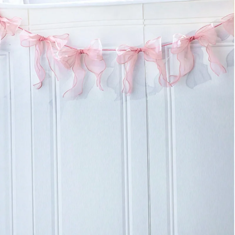 Bowknot Banner Hanging Pendant Garlands For Girls Princess Birthday Party Decor Baby Shower Wedding Party Photo Background Decor