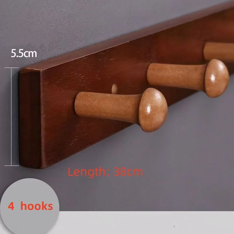 1pc Wall Hanging Hooks Storage Key Holder Wooden Wall Mounted Storage Rack with 4 Hooks Plant Mail Storage Organizer for Home 4