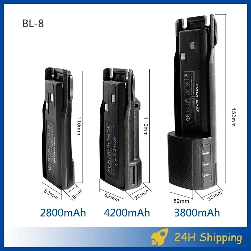 Baofeng UV 82 Battery BL-8 Walkie Talkies Ham Radio 2800mAh Enlarge 3800mah For UV82 Plus UV-8D UV-82WX UV-89 Radios Accessories 3