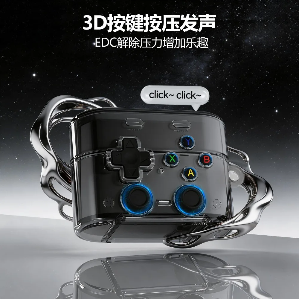 Enhanced Retro Game Controller-Inspired Earphone Case with Cleaning Pen Kit - Shockproof Hard Protective Cover & Metal Chain