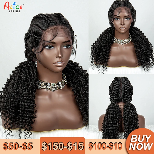 Big Knotless Synthetic Full Lace Braided Wigs 32 Inches Cornrow