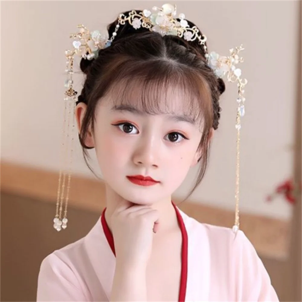 Chinese Style Pearl Crystal Hairpin Earring Set For Women Bride Party Hanfu Wedding Bridal Hair Accessories Jewelry Pin Band