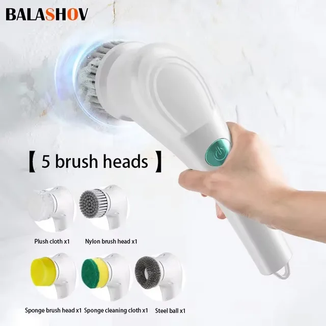 Wireless Handheld Electric Cleaning Brush USB Rechargeable Electric Rotary Scrubber Multifunctional Cleaning Gadget Household 1