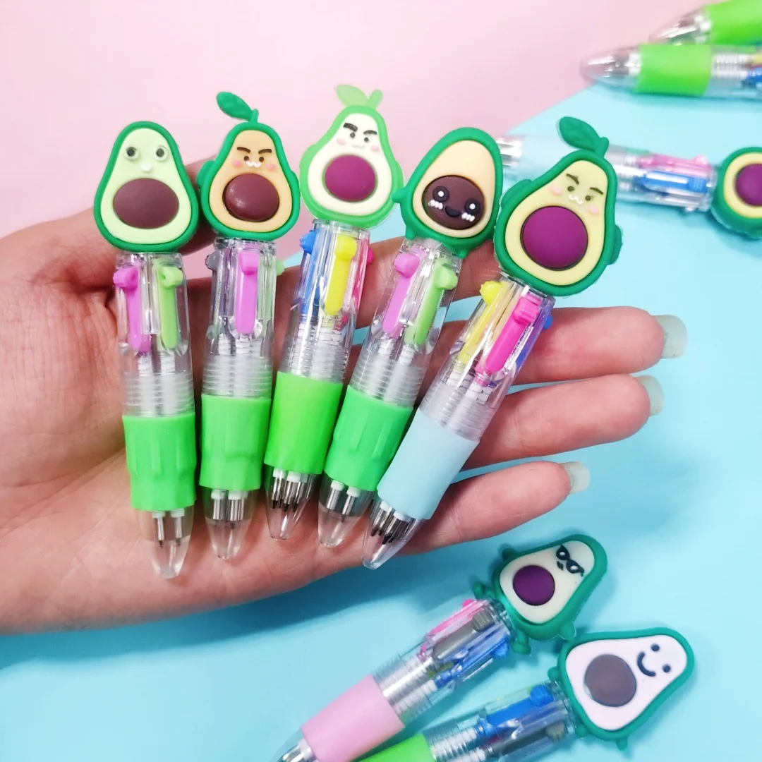 5Pcs/Lot Cute Cartoon Avocado 4 Colors Mini Ballpoint Pens Kids Writing Supplies Ball Point Pen School Office Stationery Gifts 2