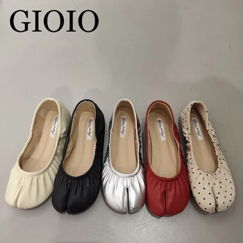 GIOIO Women Black Tabi Ninja Shoes Woman Microfiber Leather Comfy Flats Split Toe Female Soft Bottom Loafers Ladies Moccasins 1