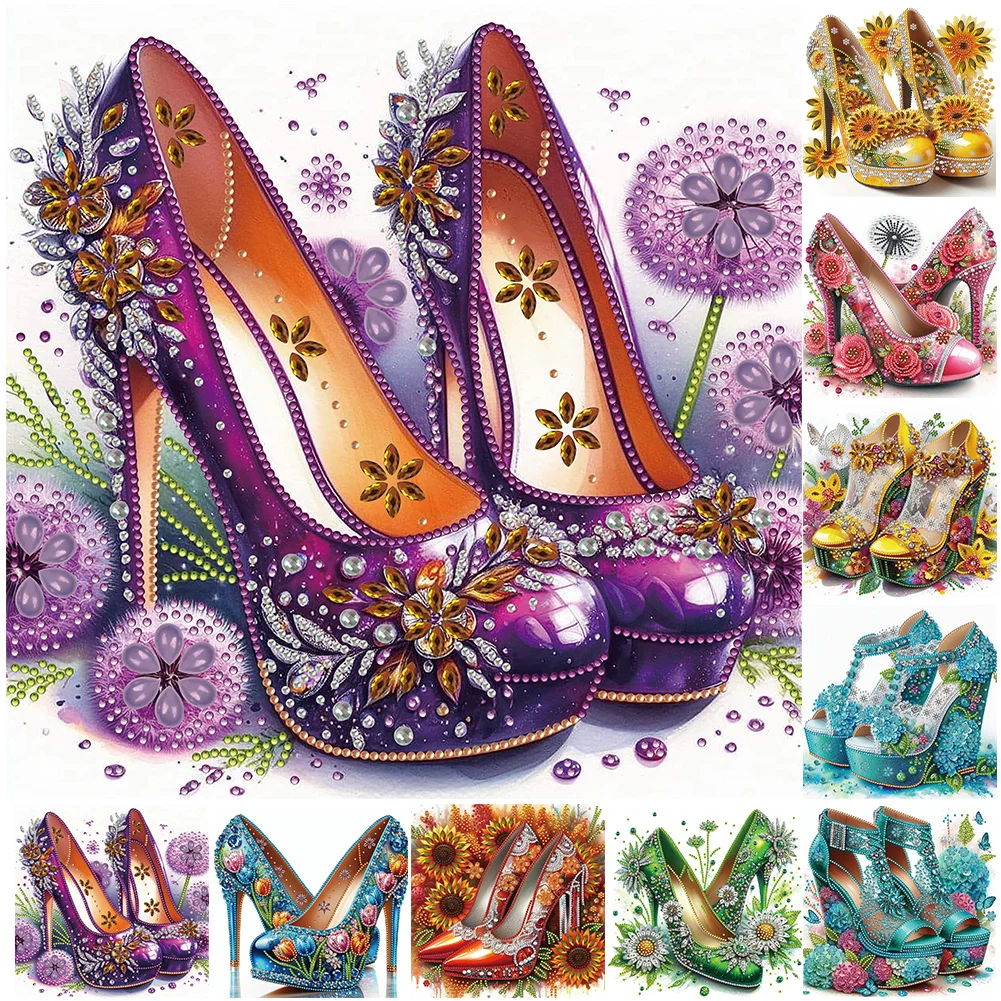 30*30cm 5D DIY High Heel Decor Partial Special Shaped Drill Diamond Painting Kit Rhinestone Diamond Painting Home Wall Decor