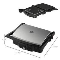 4 Slice Panini Press Grill Stainless Steel Sandwich Maker with Non-Stick Double Plates Locking Lids Drip Tray Opens 180 Degrees 2