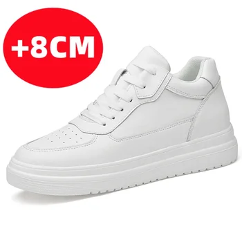 Scarpe da ginnastica alte da uomo Scarpe causali Soletta per aumento di altezza 8 cm Bianco Nero Scarpe più alte da uomo Tempo libero Moda Sport Tempo libero Passeggiata 1