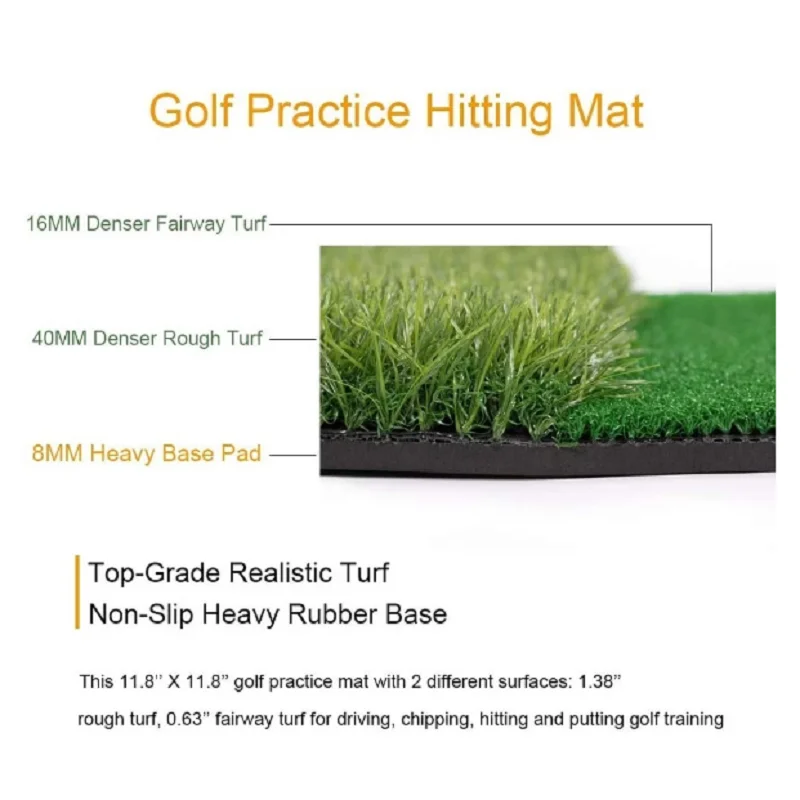 Dual Surface Turf Golf Practice Hitting Mat Portable Golf Hitting Mat Rubber Tee Holder and 6 Golf Practice Balls Included 5